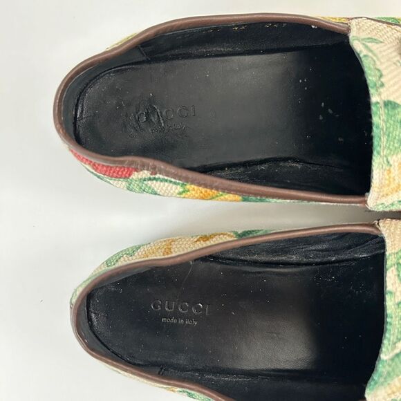 Gucci Jordan Horsebit Floral Loafers Canvas Flats Size 42, 12 - Picture 7 of 14